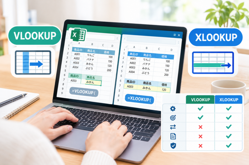 VLOOKUPとXLOOKUPの違いは？どっちを使うべきか比較表で初心者向けに解説！